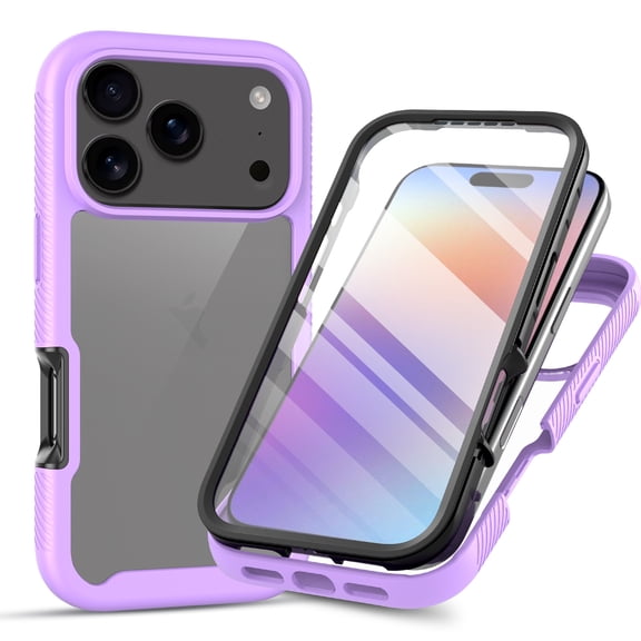 Decase for iPhone 18 Pro Max Max Case with Built-in Screen Protector, 360 Full Body Dual Layer Heavy Duty PC and TPU Shockproof Rugged Protective Back Cover, Purple