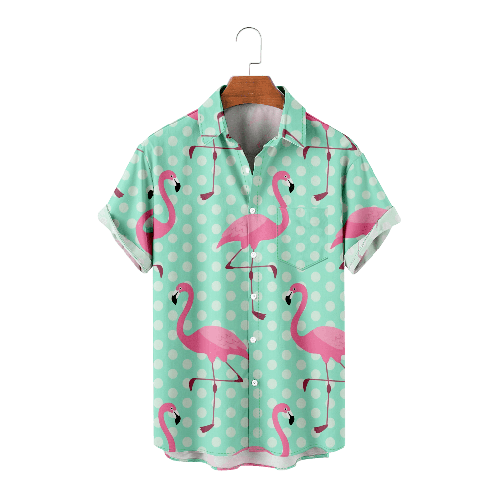 Flamingo Mens Hawaiian Top Short Sleeve Shirt Boys Girls Holiday Beach ...