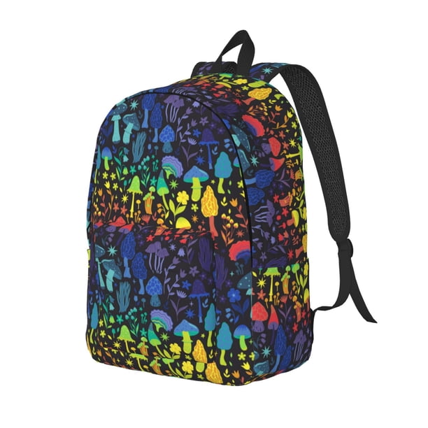 Easygdp Magical Mushrooms and Flowers Mochila de Lona Resistente para Laptop, Compatible con Laptops de 15 a 17 pulgadas, Ideal para Escuela, Trabajo y Viajes-Small