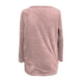 thumbnail image 5 of Fleece Pullover Women Fuzzy Cozy Sweaters For Women Crew Neck Sweatshirts Thermal Warm Oversized Tops With Pockets Pink 3XL, 5 of 5