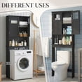 thumbnail image 3 of Hassch Bathroom Storage Cabinet for Toilet/Washer, 67" Tall Space-Saving Organizer with Dual Doors and Shelves, Freestanding Painted MDF Tower Cabinet for Towels & Toiletries, Black, 3 of 10