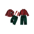thumbnail image 2 of Loicainy Baby Toddler Boy Christmas Outfit 6 12 18 24 Months 2T 3T 4T Long Sleeve Shirt and Velvet Suspender Pants Clothes Set, 2 of 9