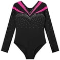 thumbnail image 3 of YONGHS Kids Girls Gymnastic Leotard Rhinestone Long Sleeve Ballet Dance One Piece Unitard Bodysuit Hot Pink 16, 3 of 6