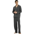 thumbnail image 5 of U2SKIIN Mens Cotton Pajama Set, Soft Lightweight Long Sleeve Button Up Sleepwear,(Dark Grey Mel.2XL), 5 of 6