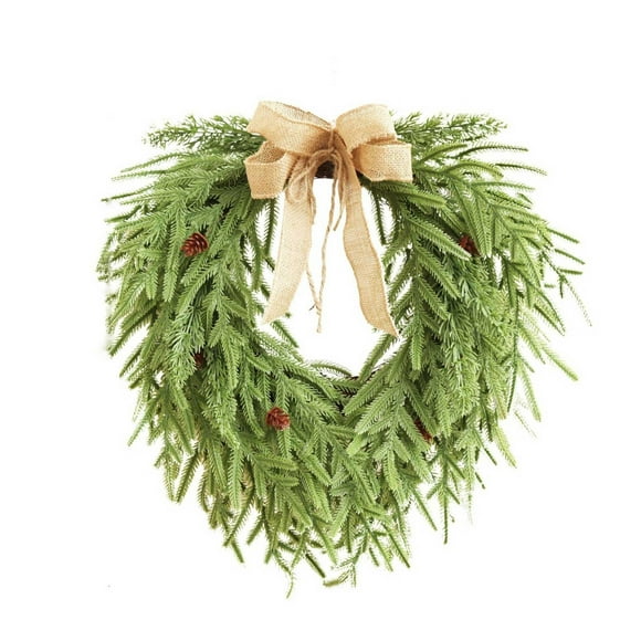 Adornos navideños, coronas de invierno para la puerta de entrada, corona navideña grande, corona artificial verde para puerta de entrada, ventana o paredes, decoración navideña para interiores y exter