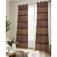 thumbnail image 5 of Dark Brown Wooden Sheer Curtains 84 Inch Length 2 Panels Set for Living Room/Bedroom, Vintage Western Country Wooden Board Kitchen Curtains Grommet Semi-Sheer Curtains Window Treatments 52"x84"x2, 5 of 7