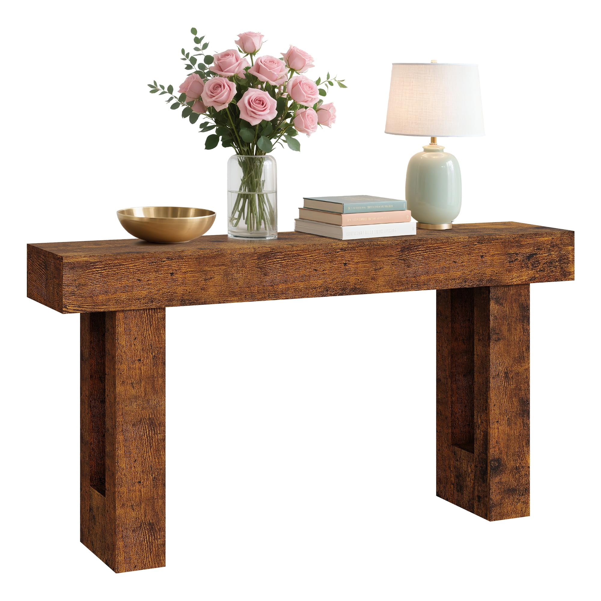 63" Long Console Table for Entryway – Farmhouse Wooden Sofa Table Behind Couch, Rectangular Hallway & Living Room Accent Table