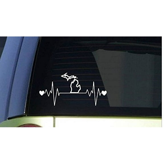 MICHIGAN Lifeline *J156* 8" wide sticker heartbeat decal