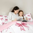 thumbnail image 6 of Homewish Cute Cartoon Bowtie Queen Comforter Set,Kawaii Bow Ribbon Bedding Sets,White Pink Bedding Comforter Set For Girls Kids,Super Cozy Room Decor Reversible,3pcs, 6 of 9