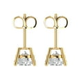 thumbnail image 4 of 3 Ct Round Cut Studs Clear Crystal 18K Yellow Solid Gold Everyday Dainty Earrings Push Back, 4 of 7