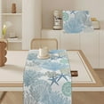 thumbnail image 4 of WUJDF Table Runner,Blue Teal Coral Cotton Linen Rectangle Table Runners,Summer Beach Starfish Coastal Modern Geometric Coffee Table Runner Scarves Table Runners for Dinner 13"X35", 4 of 9