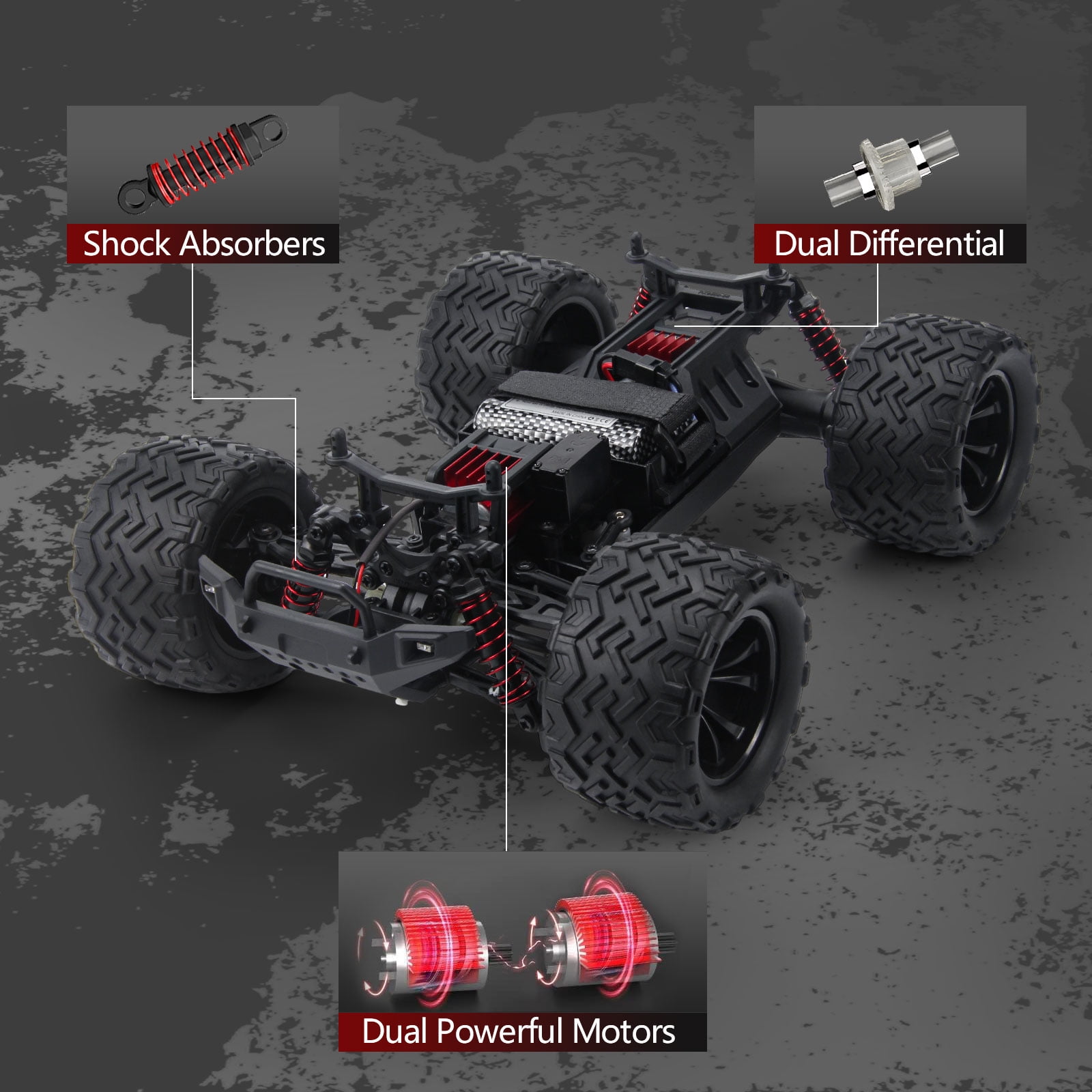 1:16 Remote Controlled RC Car Offroad 40 km/h Monster Truck Buggy 4WD Truck Car with 40+ Minutes Playtime Toy