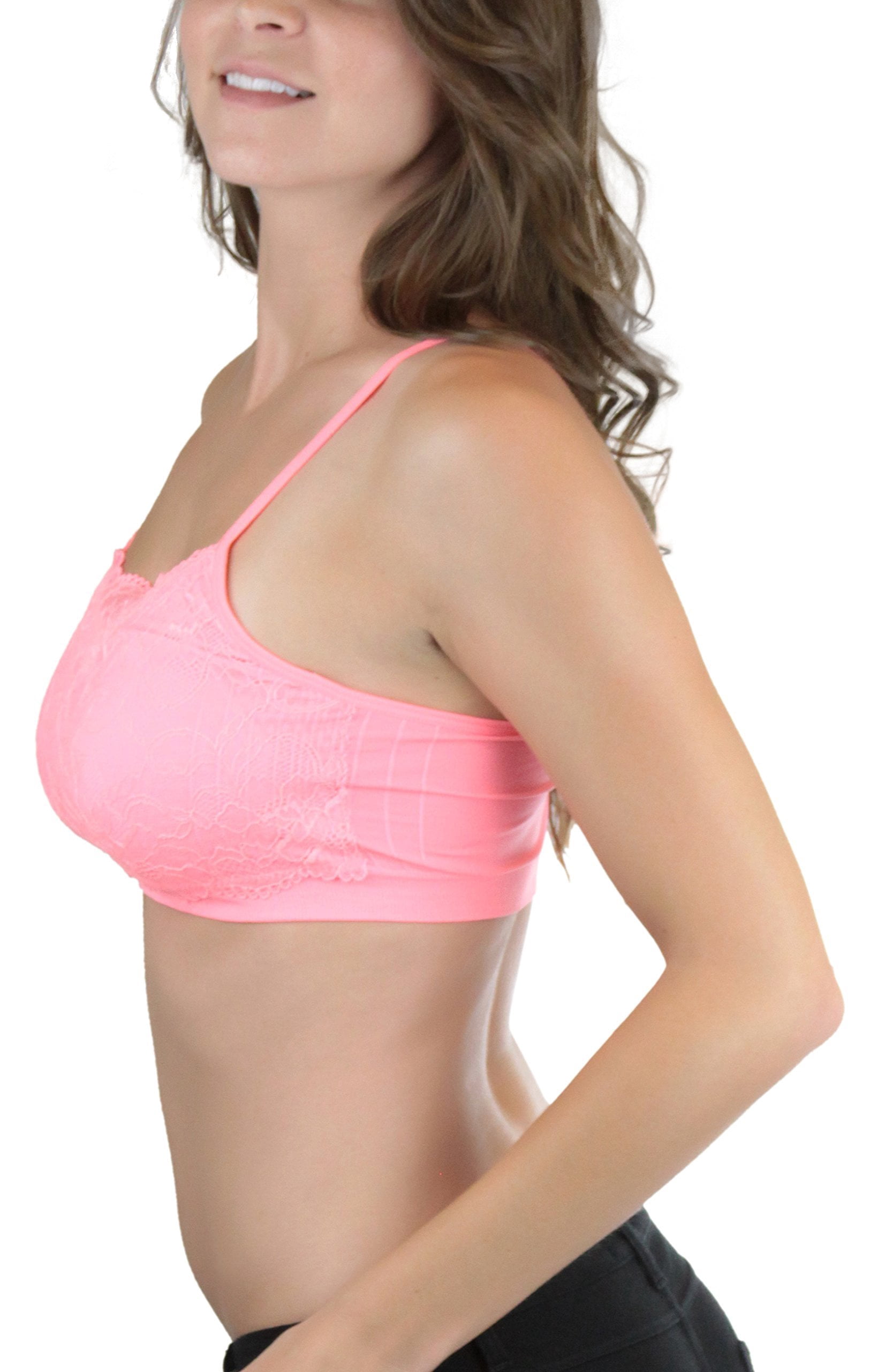 ToBeInStyle Women's Seamless Lace-Cami Padded Bralettes 6 Pack