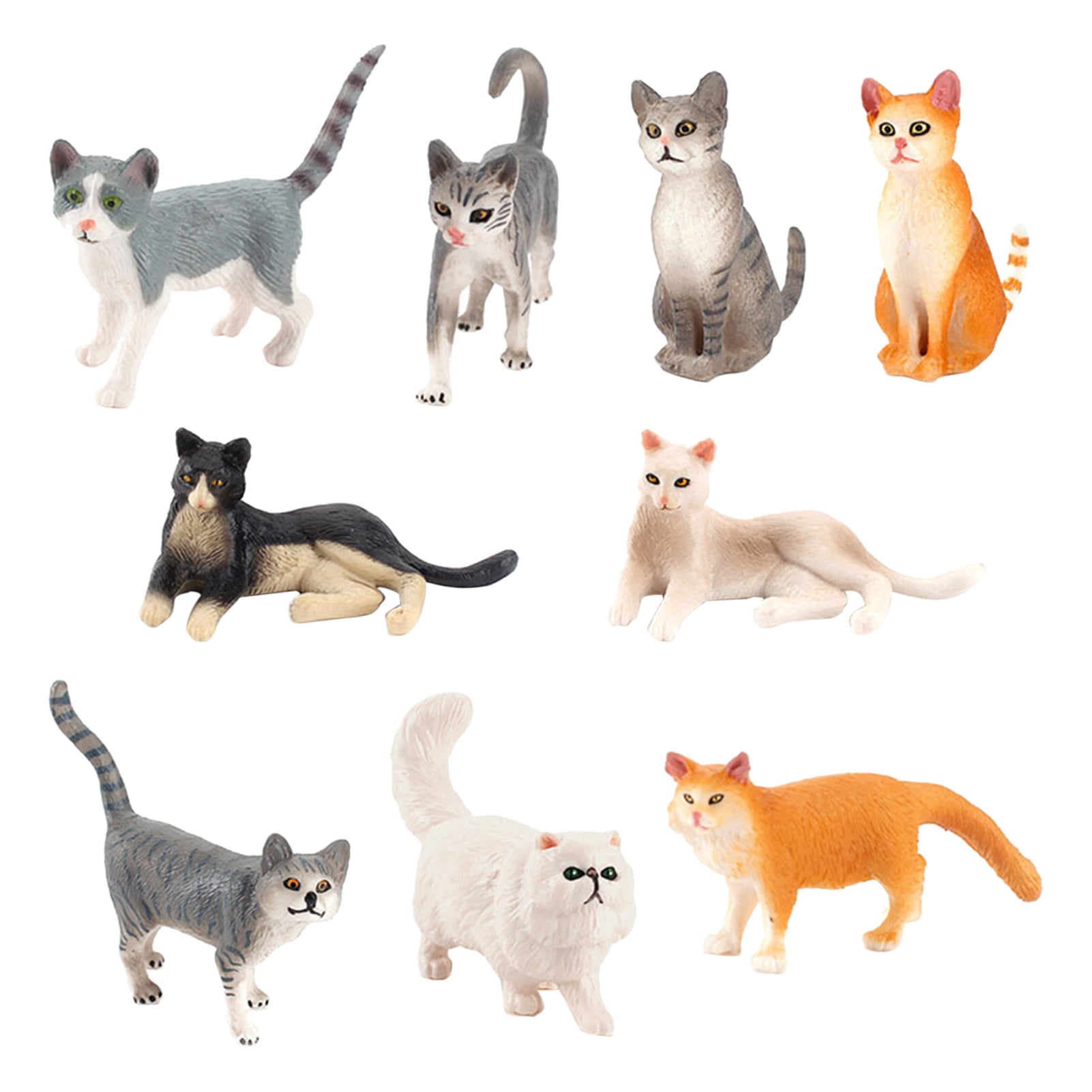 Visland Cat Figures Toy Set, Realistic Educational Small Cat Figurines  Kitten Easter Eggs Cake Topper Collection Playset for Boys Girls Kids