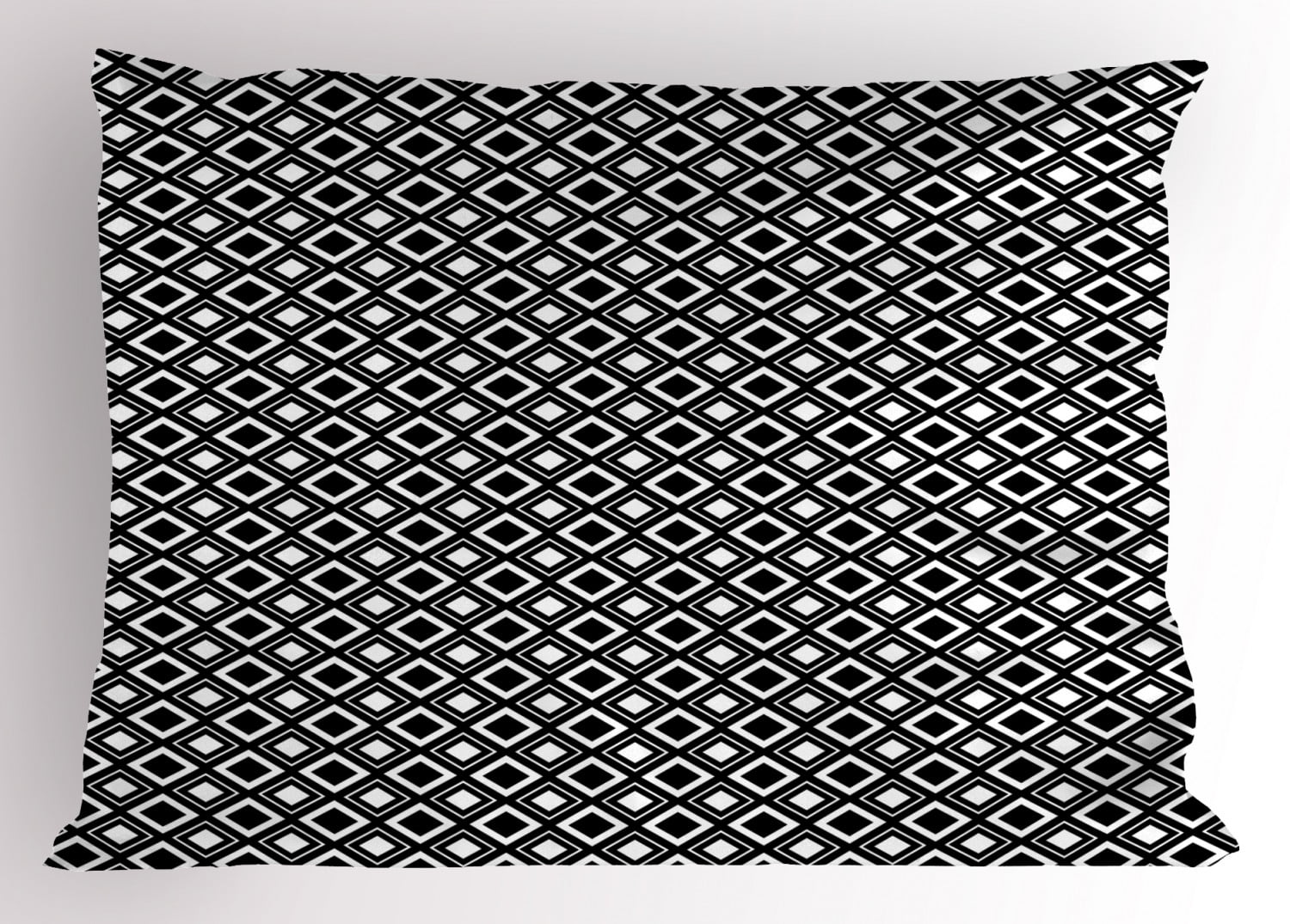 Black and White Pillow Sham Monochrome Background with Square Shapes