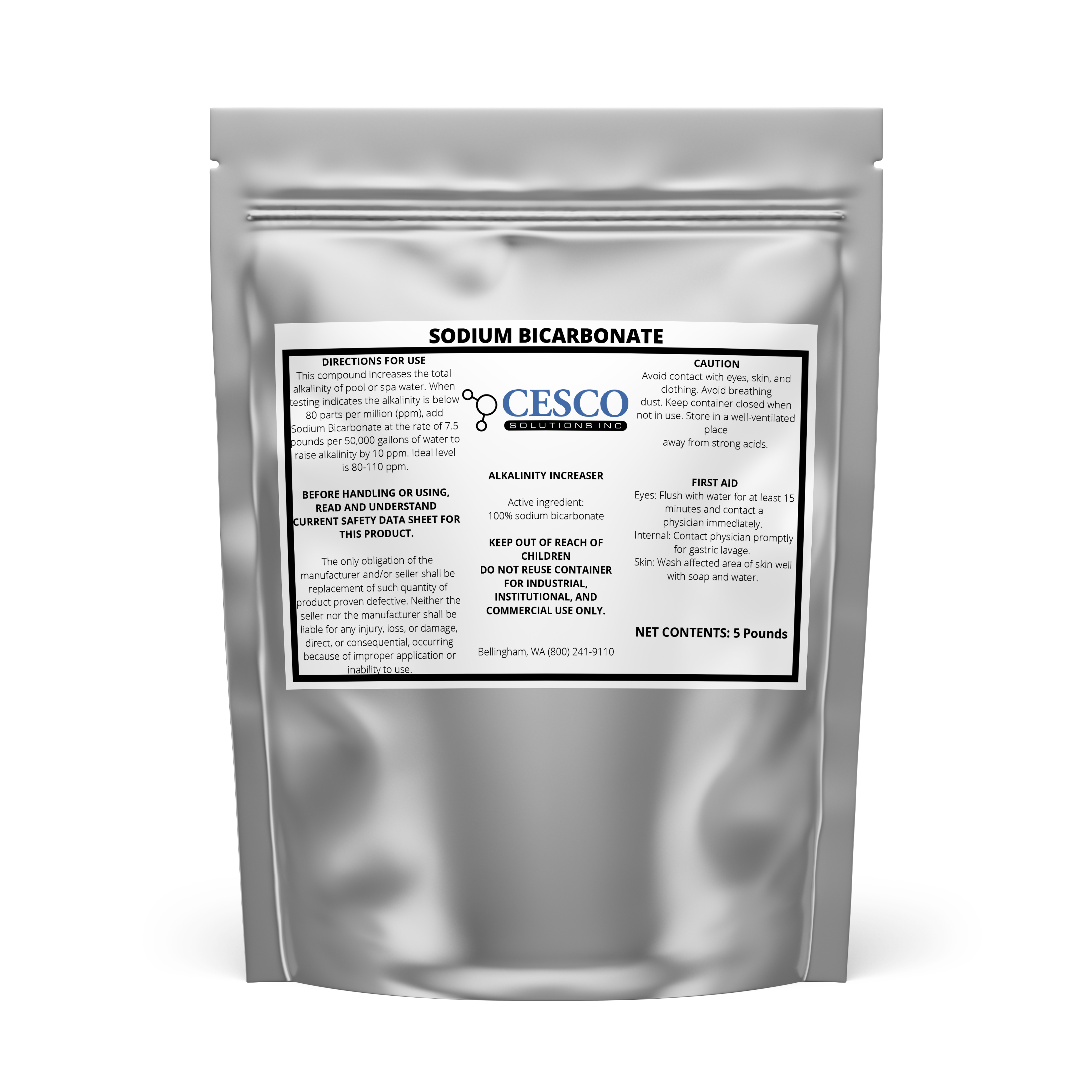 Cesco Solutions Sodium Bicarbonate Powder 100 Pure Baking Soda for