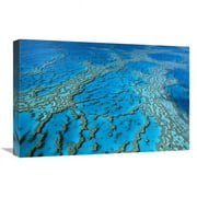 16 x 24 in. Aerial View of Coral Formations in Hardy Reef, Great Barrier Reef, Queensland, Australia Art Print - Jean-Paul Ferrero