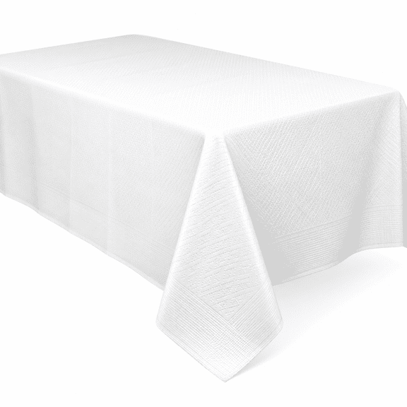 Next Level Stuff Disposable Table Cover | Classic White Paper 3 Ply Premium & Elegant Plastic Table Covers - Size 54" X 108" | Pack of 5