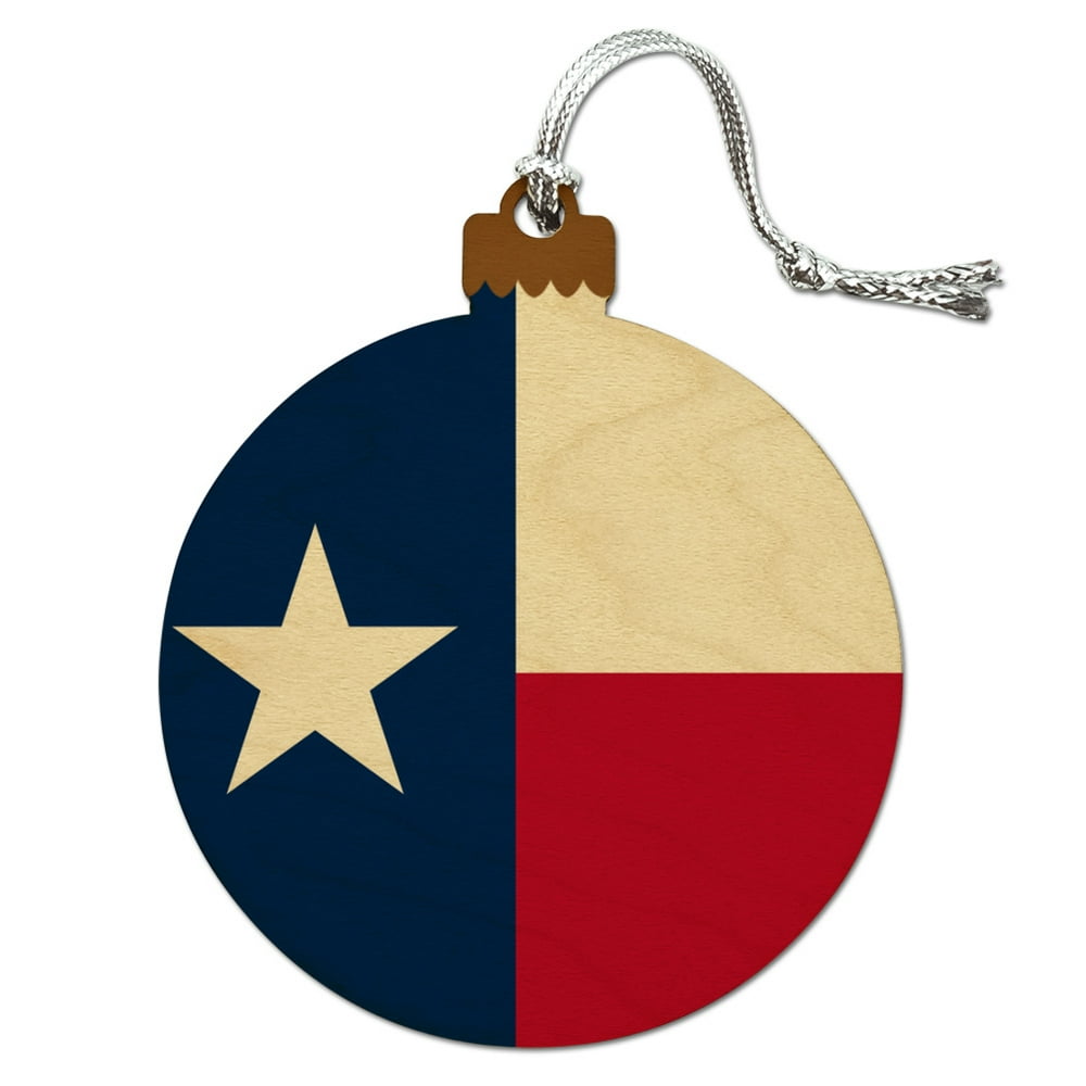 Texas State Flag Wood Christmas Tree Holiday Ornament