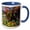 Blue/White, variant on 3drose, Usa, Washington State, Sammamish. Cinnias and Canna Lily in Garden., 11oz Magic Transforming Mug