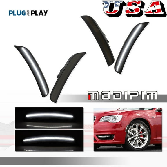 For 2015 - 23 for for CHRysler 300 300C 300S White LED Side Marker Lights Front and Rear Kit -