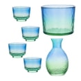 thumbnail image 3 of TISHITA Japanese Sake Glass Set Sake Pot Set Multifunctional Creative Home Use Warmer Hammered Texture Decanter for Buffet Table blue green, 3 of 8