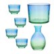 thumbnail image 3 of Juego de sake de vidrio con textura martillada, decantador multiusos, novedoso, para uso doméstico, calentador de vino azul verde, 3 of 9