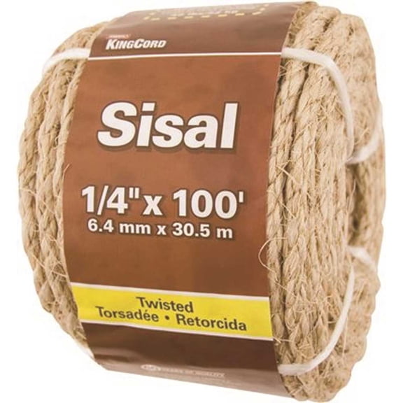 sisal twisted, natural, 1/4 in. x 100 ft.