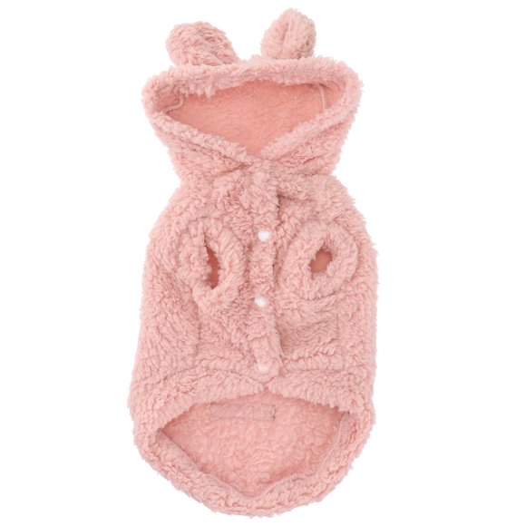 EeaseMX Ropa para perro de otoño e invierno, nueva, con orejas de oso, color liso, con capucha y forro polar grueso (rosa, XL)