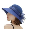 thumbnail image 7 of HNMKIU Elegant Women's Wide Brim Sun Hat for Summer Wedding Tea Party and Outdoor Occasions Navy,One Size, 7 of 7