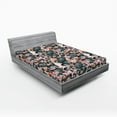 thumbnail image 2 of Ambesonne Cactus Flowers Fitted Sheet, Modern Desert Floral, Full Size, Dark Teal Pale Pink, 2 of 5