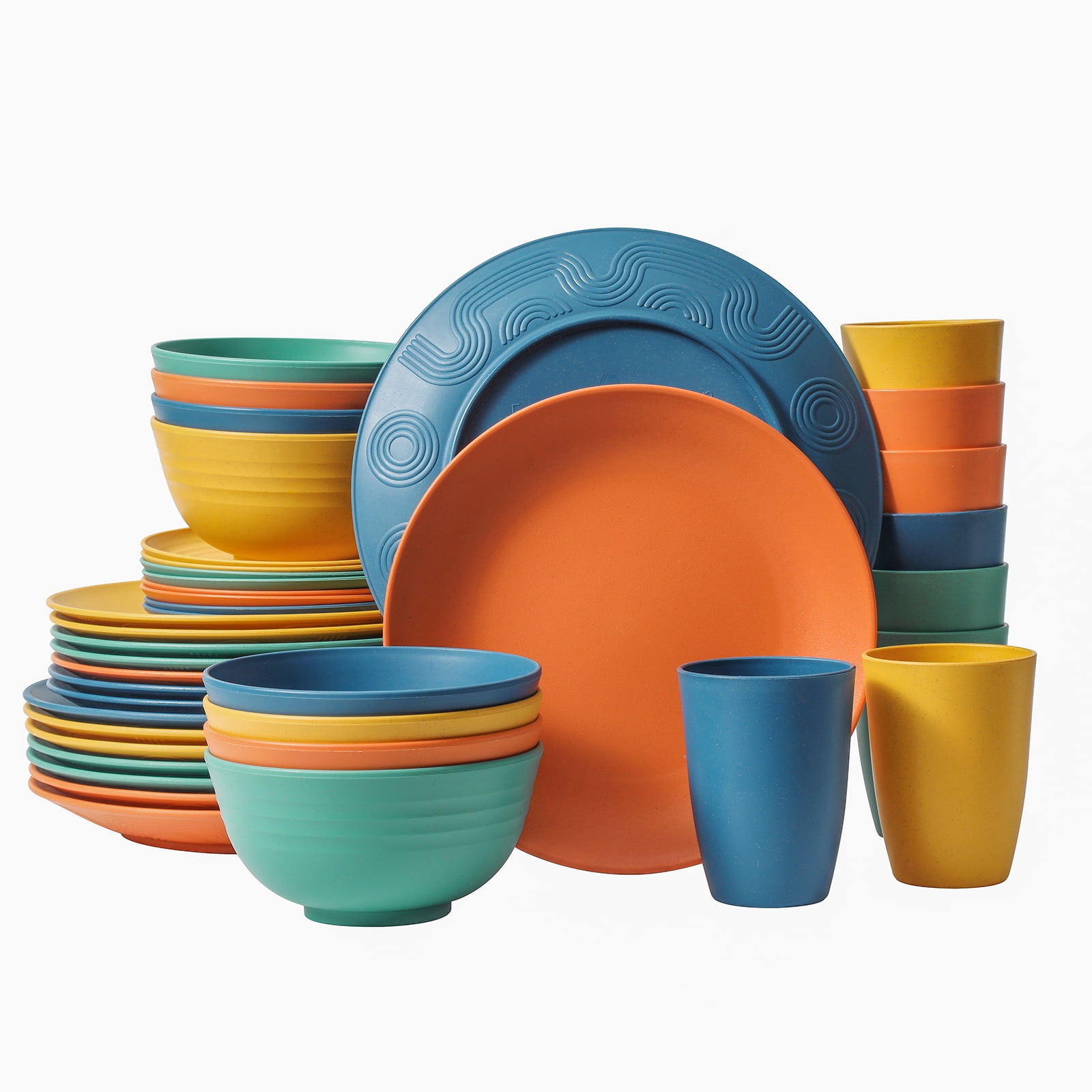 Gibson Home, Double Bowl Melamine Dinnerware Set, 12 Piece, Matte
