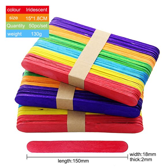 Oleegame 1 Pce Poubelles pour Chambre 50 Pcs Bâtons d'Artisanat Bâtons de Crème Glacée Bâtons de Popsicle en Bois Naturel Bricolage Bâtons d'Artisanat