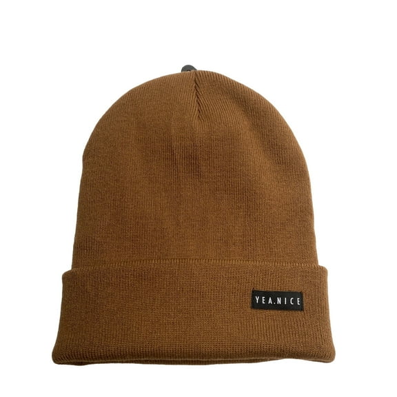Yea.Nice Legend Knit Mocha Brown Tan Folded Beanie