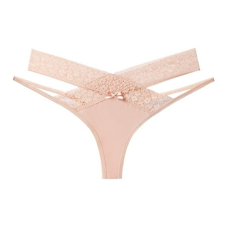 BYHONG Women Sexy Floral Lace Mesh Panties Low Rise Hollow Out Transparent Plus Size Underwear Panties for Women Pack Beige S