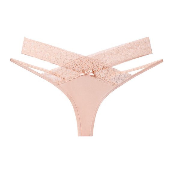Panties for Women,Floral Lace Mesh Underwear Low Rise Hollow Out Transparent Plus Size Panties,Womens Underwear,Beige,L