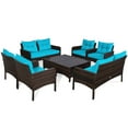 Gymax 8PCS Sectional Sofa Rattan Patio Conversation Set with Porch