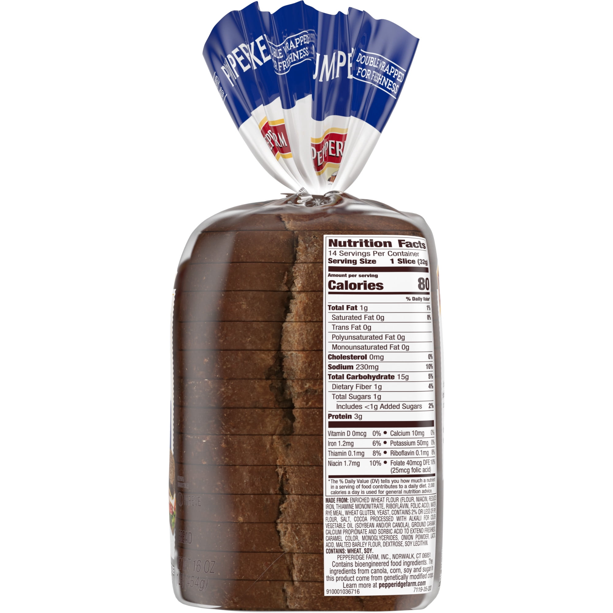 Pepperidge Farm Jewish Pumpernickel Dark Pump Bread, 16 oz. Loaf