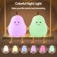 thumbnail image 2 of Luz Led de noche para guardería, lámpara de pera regulable de silicona súper blanda, recargable por USB, Control táctil, 7 colores, 2 of 5