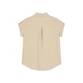 thumbnail image 5 of ZHYou Short Sleeve Shirts for Women Cotton Linen Button Down Collared V Neck Casual Blouses with Pockets,Beige,Size L, 5 of 7