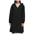 thumbnail image 3 of GEWSEY Women's Long Rain Jacket Waterproof Lightweight Hooded Raincoat Packable Knee Length Rain coat (Black, XL), 3 of 8