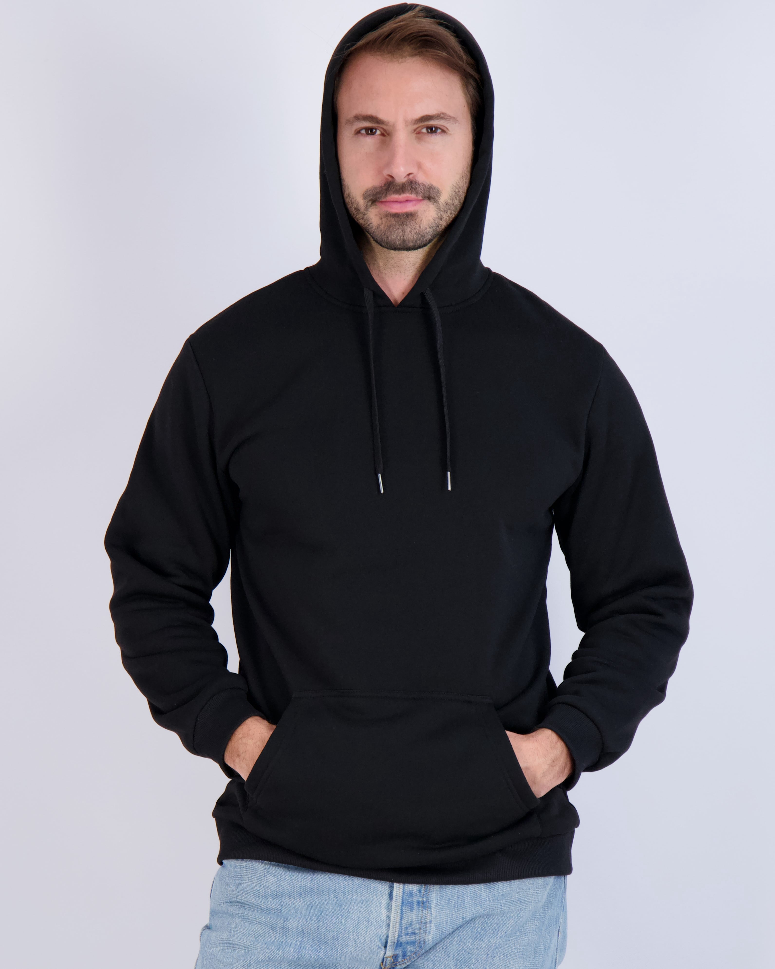 Real Essentials 3 Pack: Men's Fleece Pullover Hoodie - Long Sleeve Hooded Sweatshirt Pockets (Available in Big & Tall)