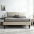 thumbnail image 2 of Modern Sleep Hampton Square Upholstered Platform Bed Frame, Full, Beige, 2 of 11