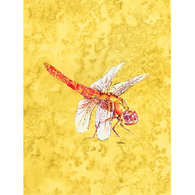 11 x 15 Po. Drapeau Libellule sur Fond Jaune, Taille Jardin