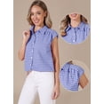 thumbnail image 2 of DARING DIVA Women's Gingham Top Work Cap Sleeve Vintage Plaid Button Down Shirts XL Blue, 2 of 6