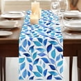 thumbnail image 3 of Table Runners 60 Inches Long Dress Scarves, Spring Leaves Farmhouse Kitchen/Dining Table Runner, Small Coffee Tablerunners, Blue Plants Country Botanical Leaf 13x60 Inch, 3 of 9