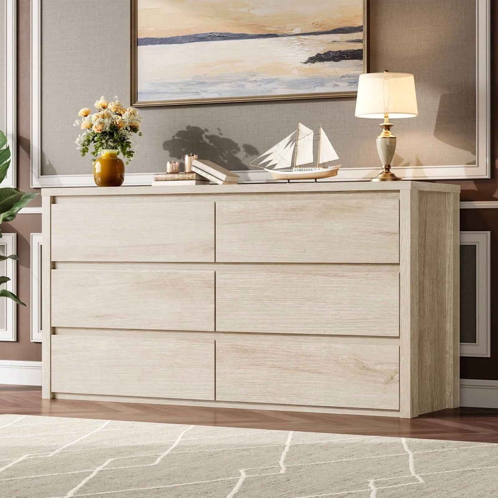 ivory oak dresser Ameriwood Home Farnsworth 6-Drawer Dresser, Ivory Oak