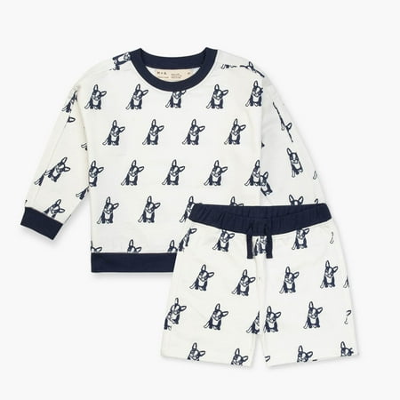 

M+A by Monica + Andy Organic Cotton Toddler Long Sleeve Sweatshirt and Short Outfit Set Sizes 12M-5T