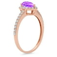 thumbnail image 4 of 0.755 ct Pear Cut Natural Amethyst with Simulated Diamond Halo Accents 18K Rose Gold Womens Engagement Ring, 4 of 6