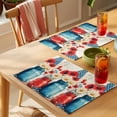 thumbnail image 4 of 4th of July Placemats Set of 8 Red Blue Star Stripe UAS Flag Poppy Flower Place Mats Indoor Wipeable Table Mats Washable Cloth Dining Table Placemats for Kitchen Holiday Party Home Decor 13x19 Inch, 4 of 9